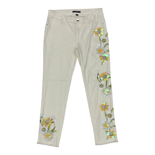 Jeans Skinny By Boston Proper In Cream Denim, Size:8