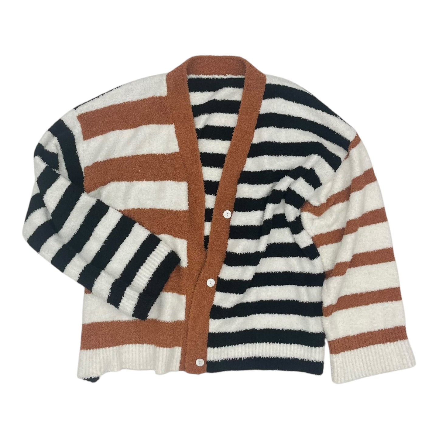 Sweater Cardigan By Clothes Mentor In Black & White, Size:Xxl