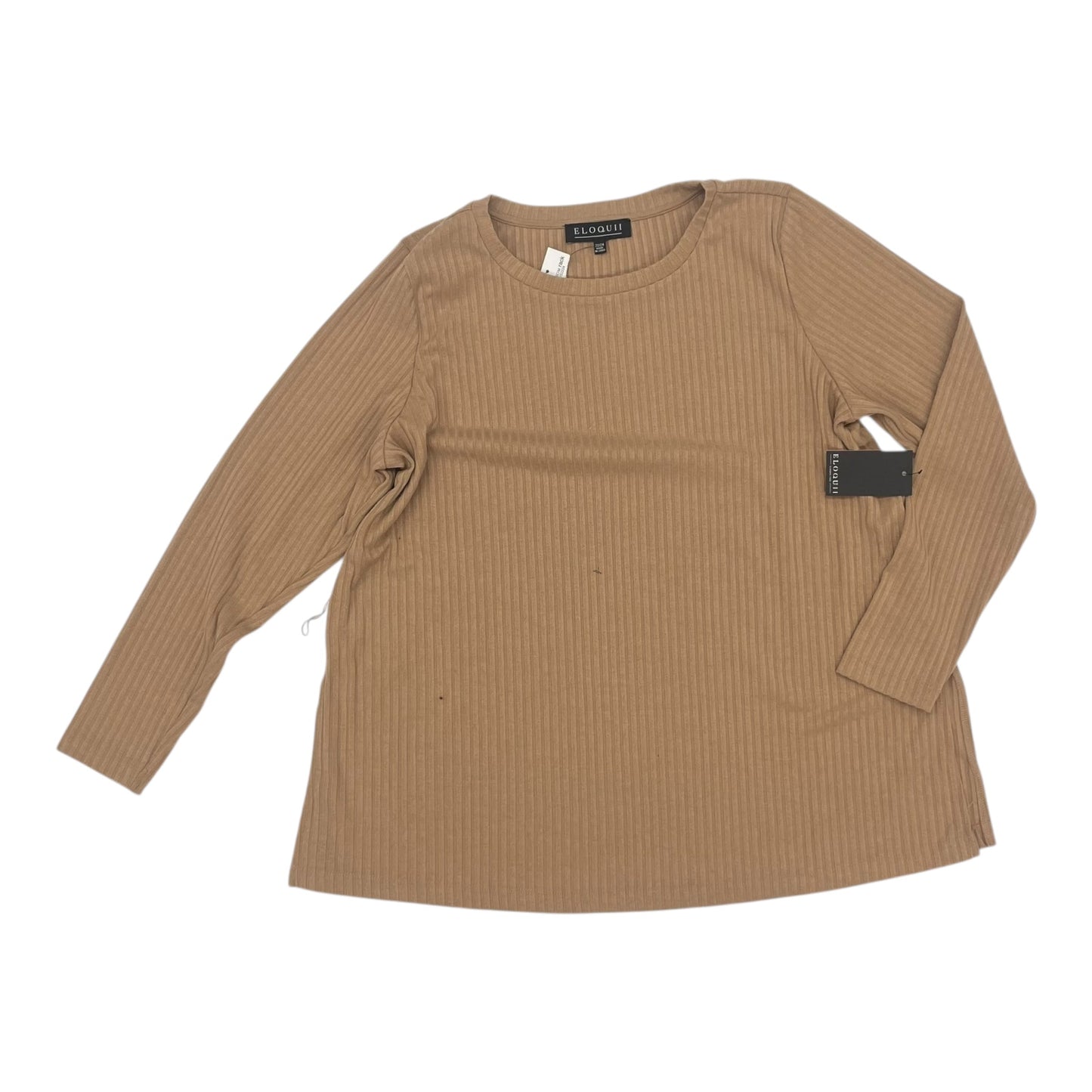Top Ls By Eloquii In Tan, Size:3X