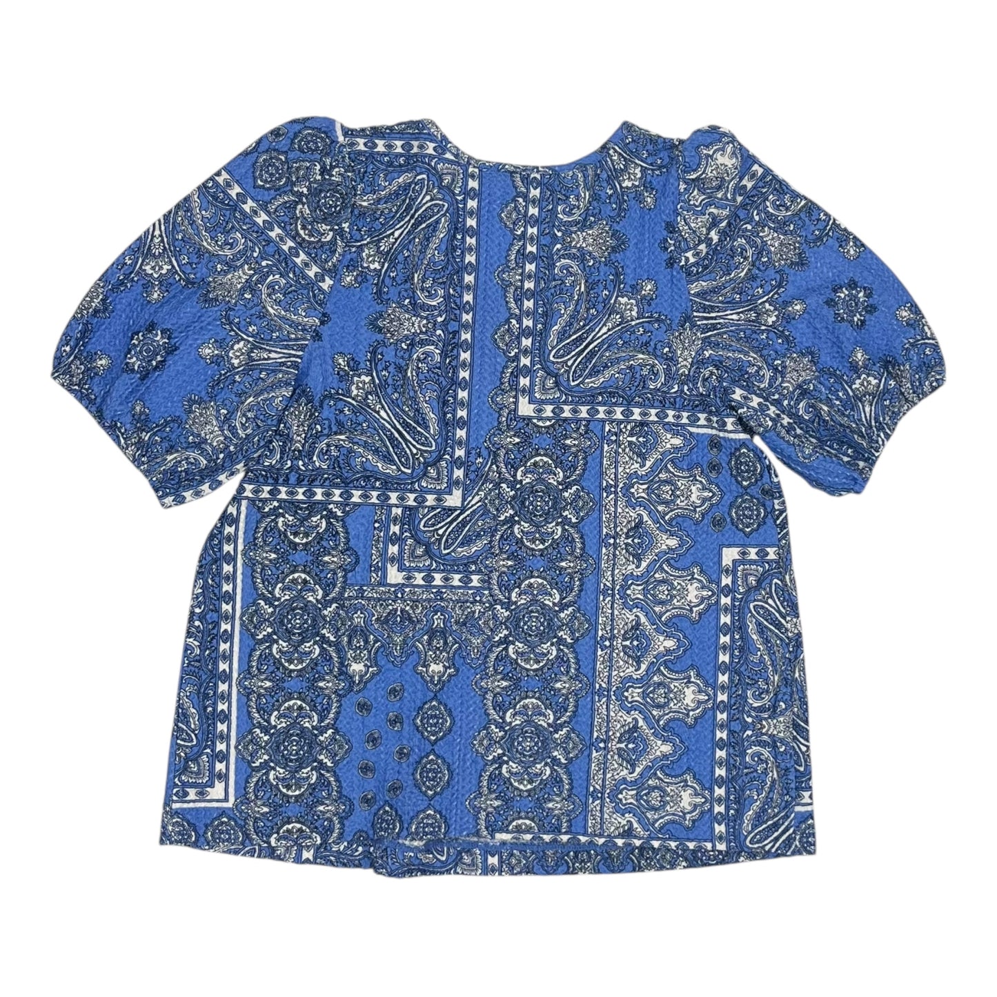 Blouse Ss By Loft In Blue & White, Size:S