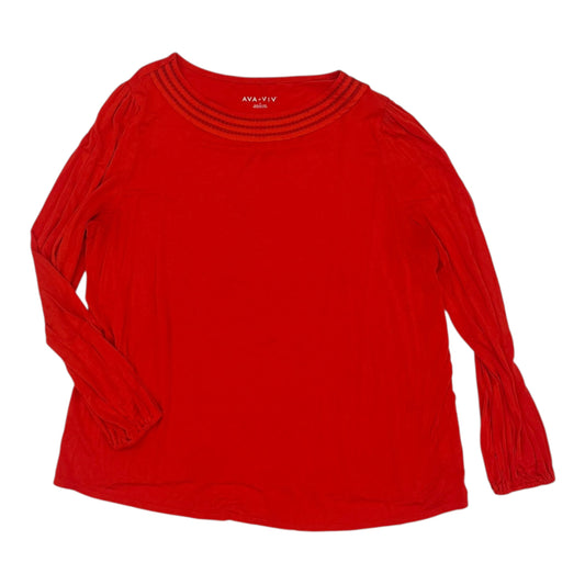 Blouse Ls By Ava & Viv In Orange, Size:1X