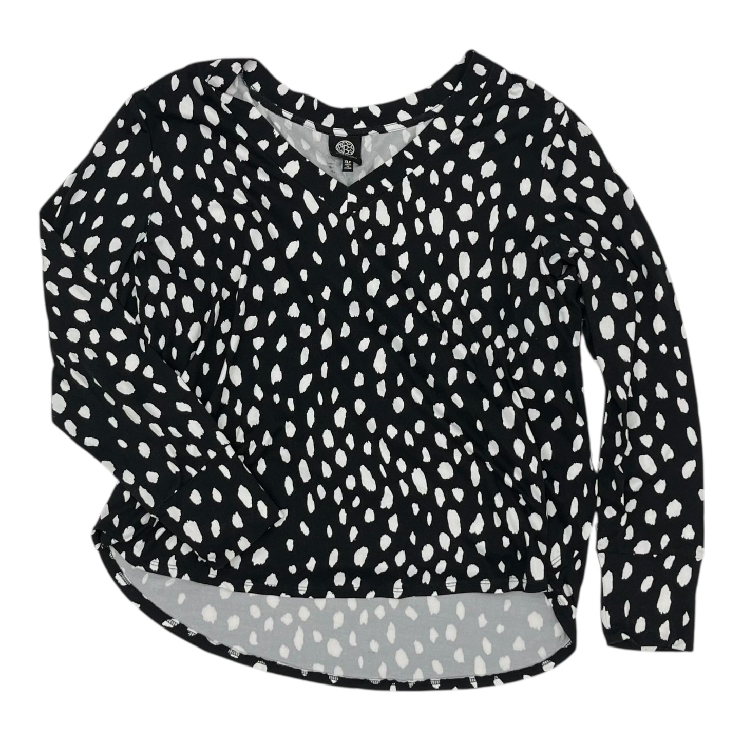 Top 3/4 Sleeve By Bobeau In Black & White, Size:Xlp