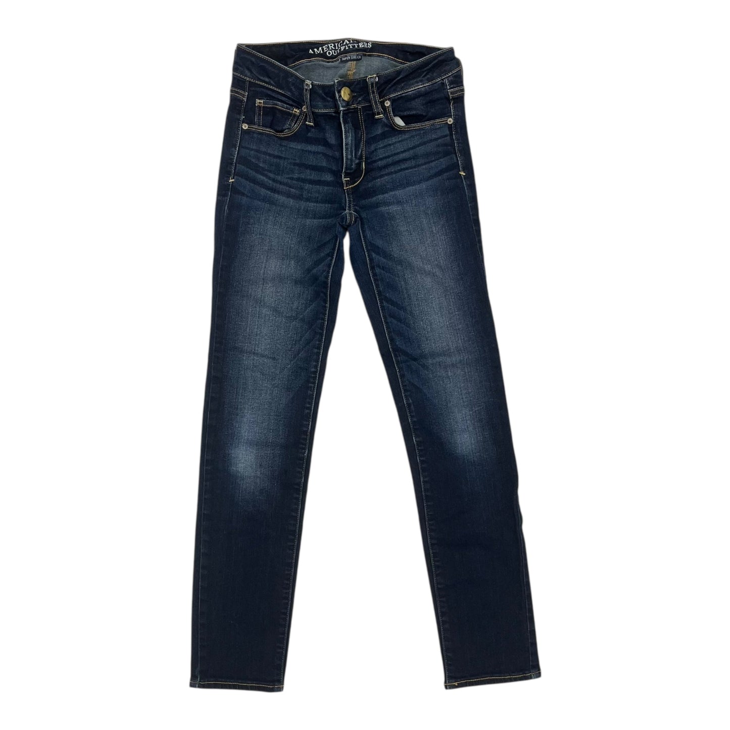 Jeans Skinny By American Eagle In Blue Denim, Size:0