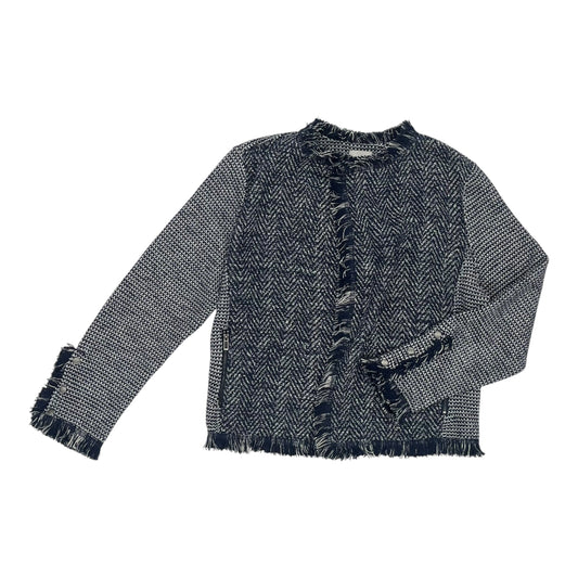 Sweater Cardigan By Nic + Zoe In Blue & White, Size:Lp