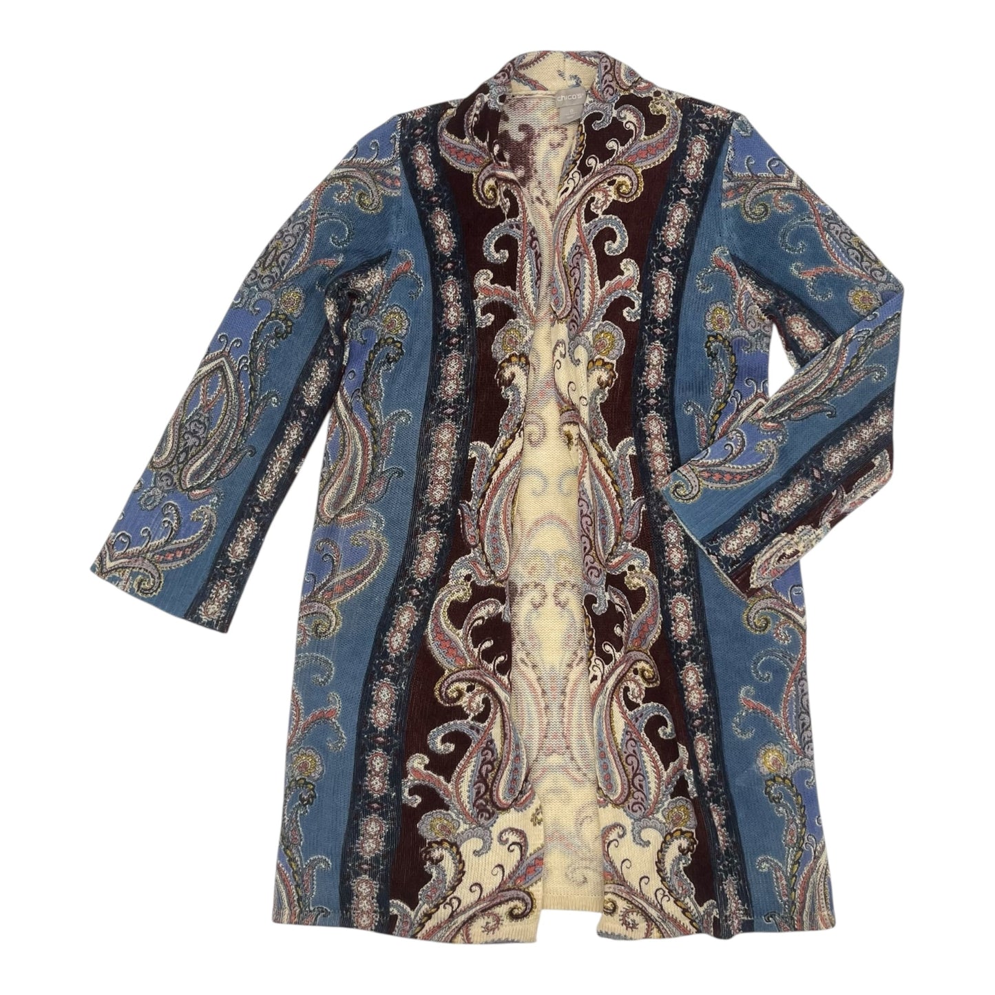 Sweater Cardigan By Chicos In Purple & Tan, Size:S