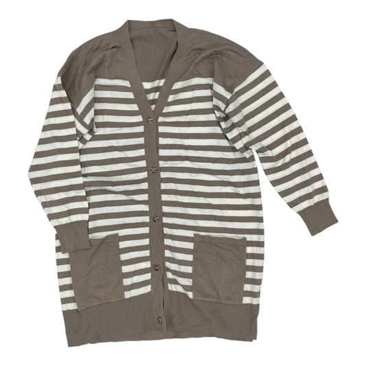 Sweater Cardigan By Cme In Brown & Cream, Size:Xl
