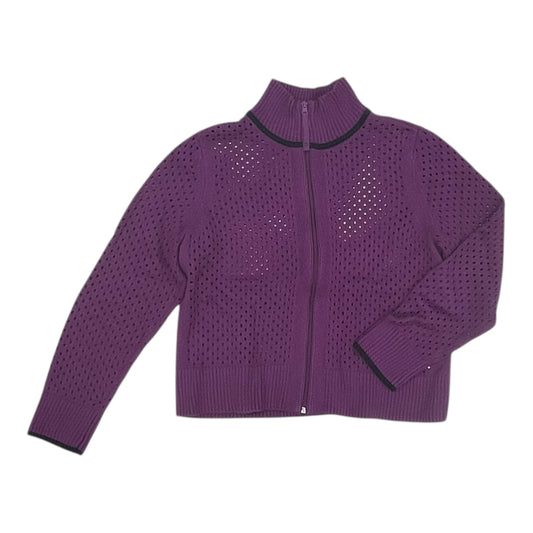 Sweater Cardigan By Talbots In Purple, Size:L