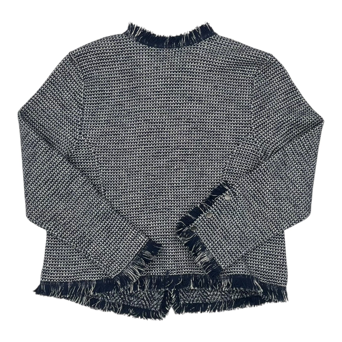 Sweater Cardigan By Nic + Zoe In Blue & White, Size:Lp