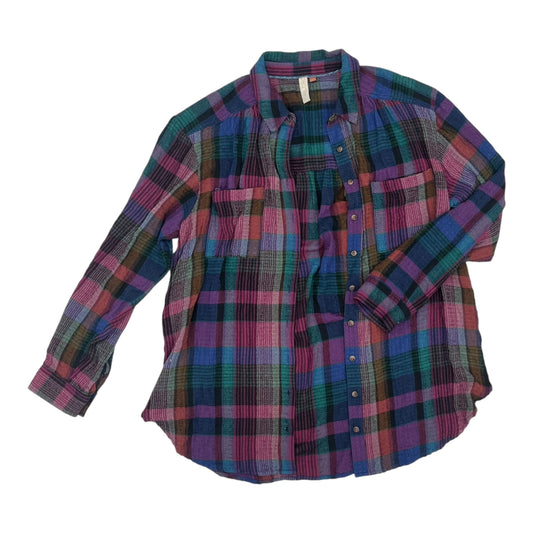 Top Ls By Pilcro In Plaid Pattern, Size:L