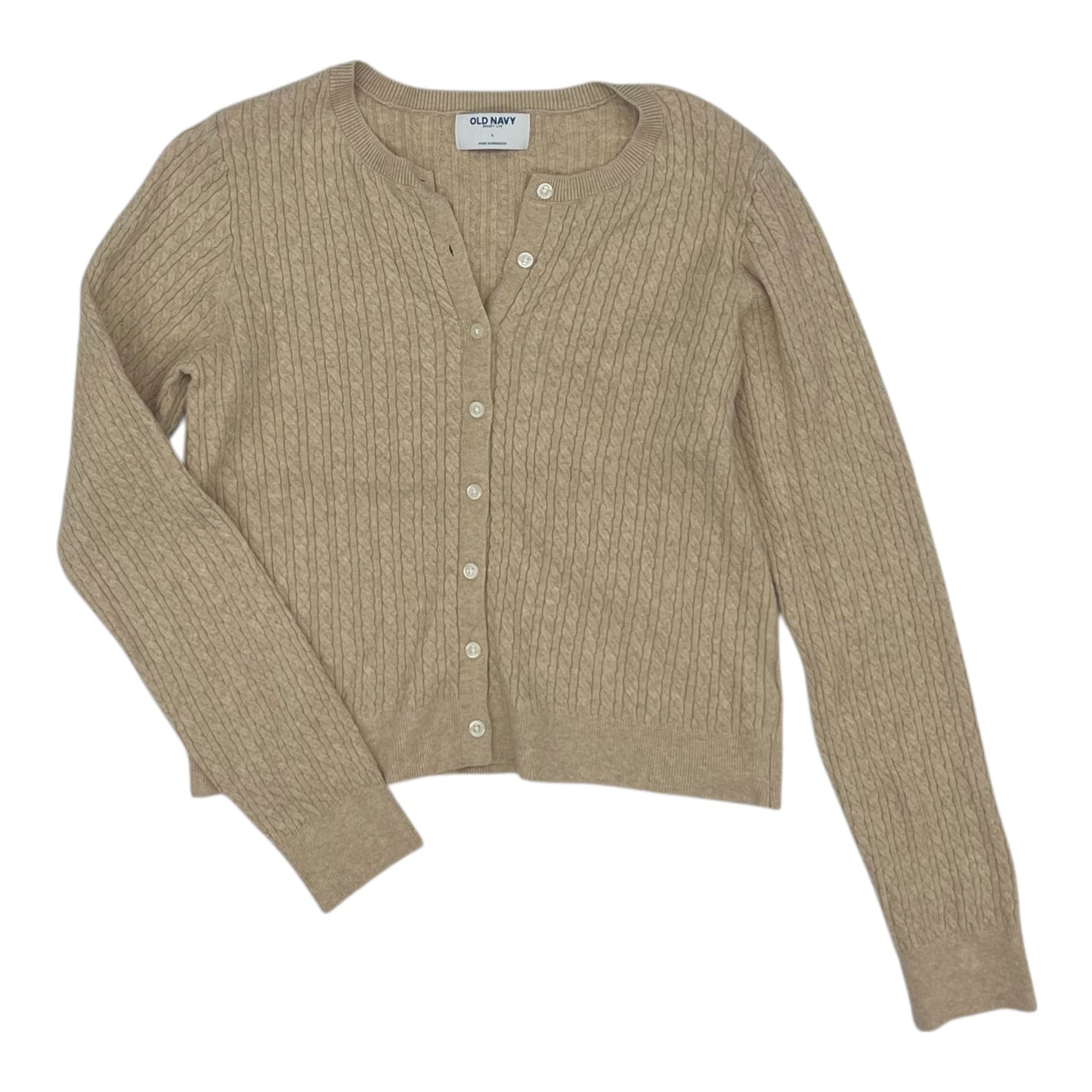 Sweater Cardigan By Old Navy In Tan, Size:L
