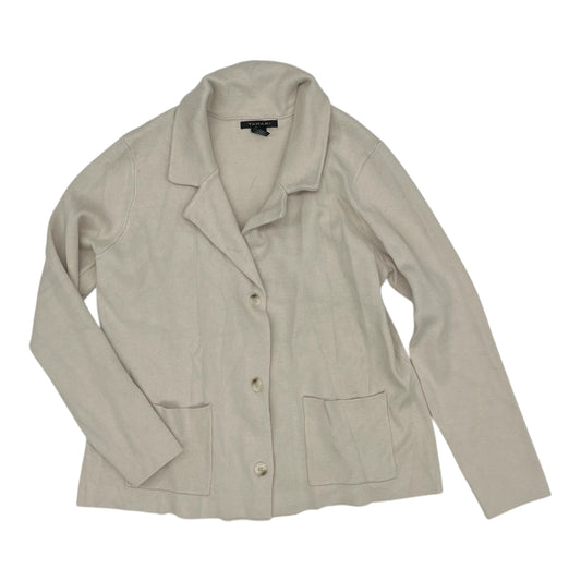 Sweater Cardigan By Tahari In Cream, Size:Xl