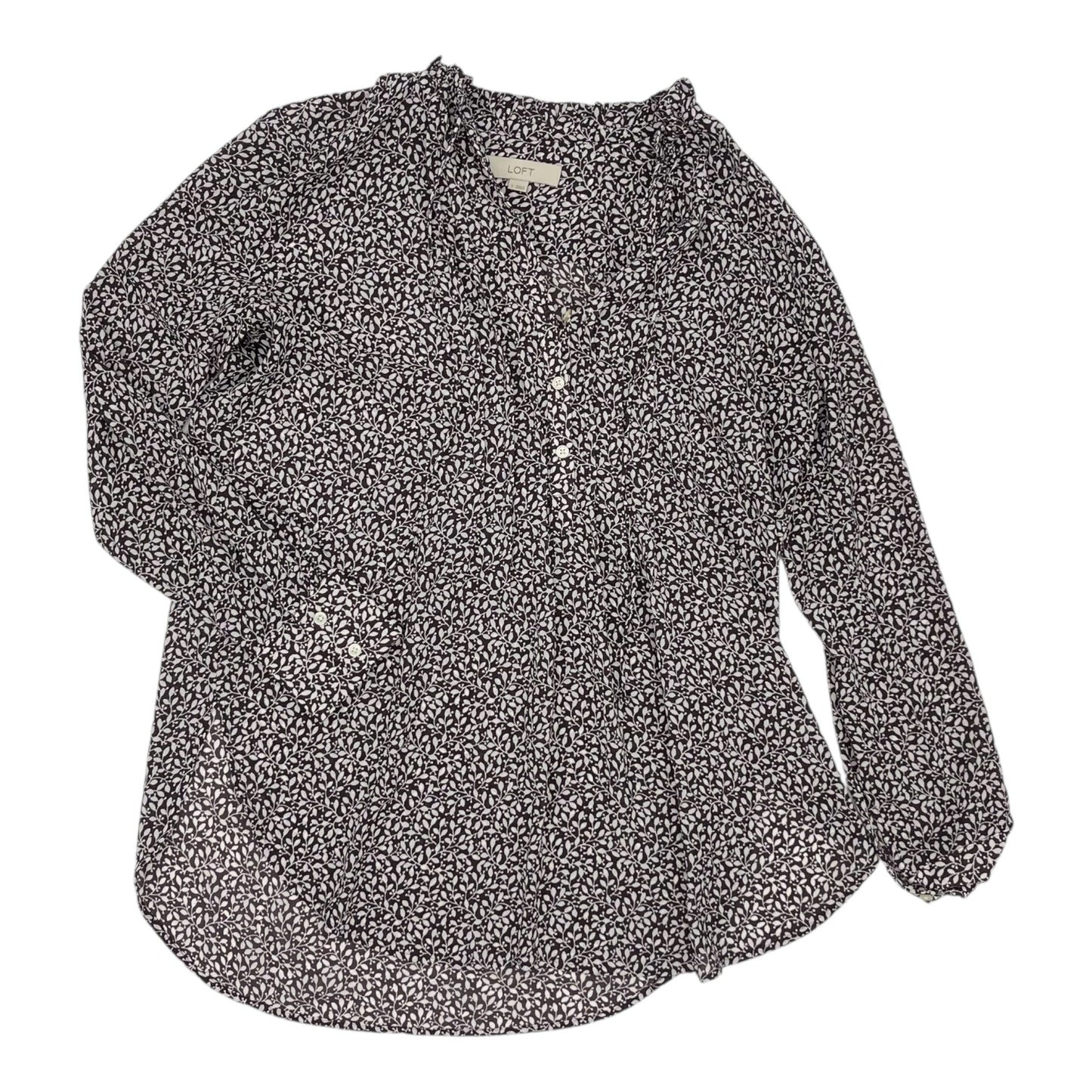 Blouse Ls By Loft In Purple, Size:S