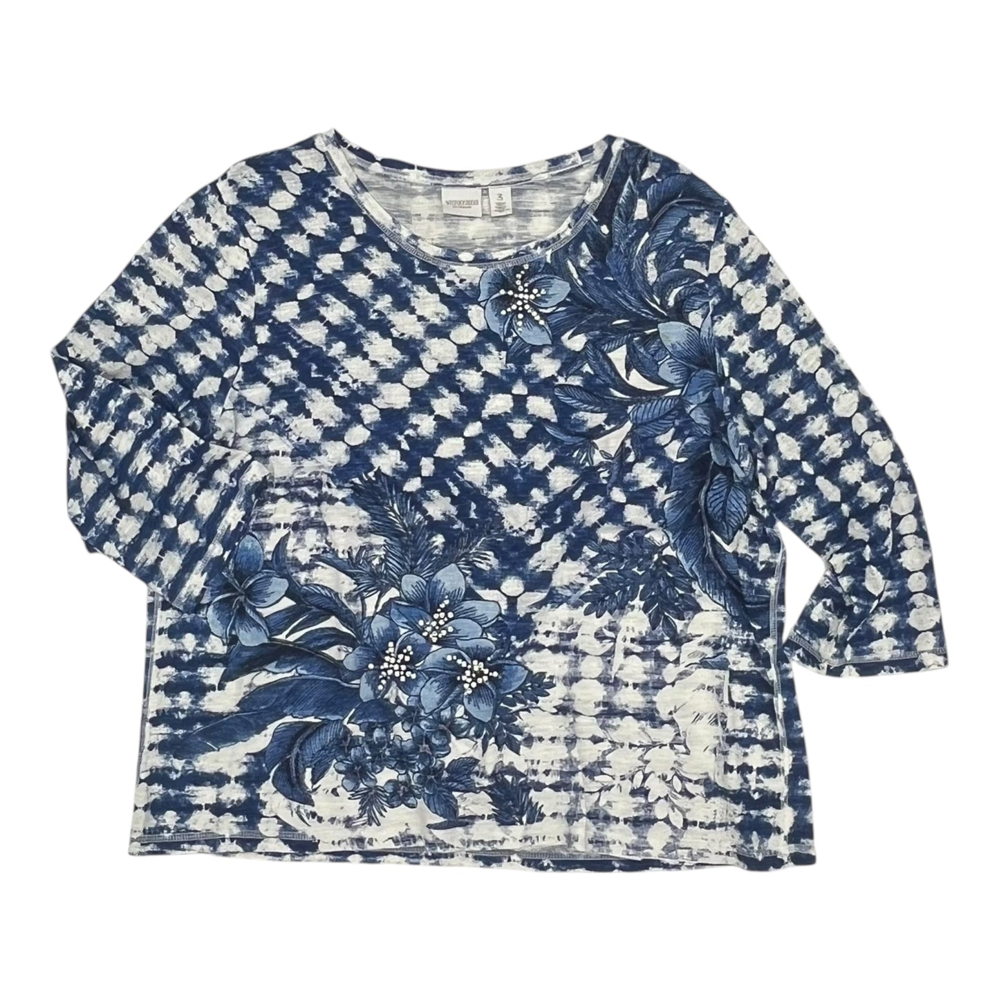 Top Ls By Chicos In Blue & White, Size:Xl
