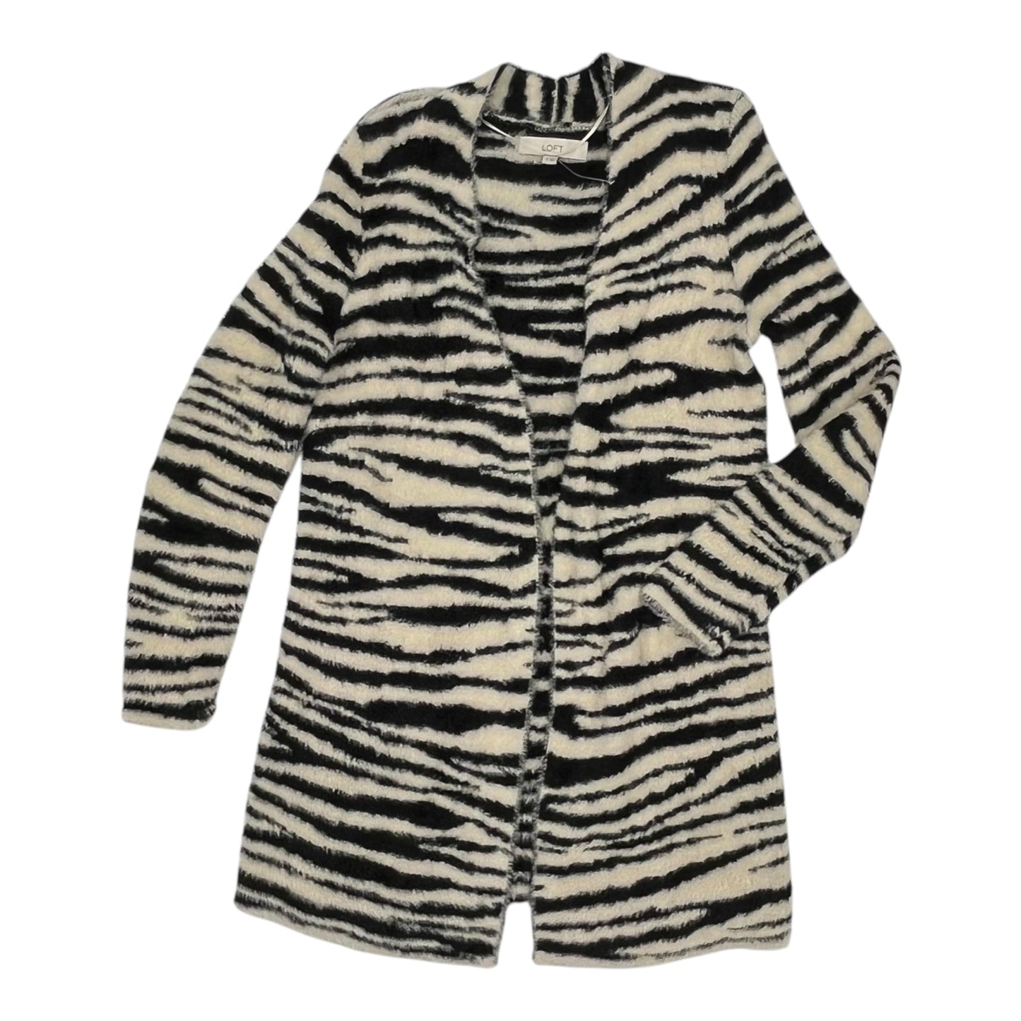 Sweater Cardigan By Loft In Black & Cream, Size:Xs