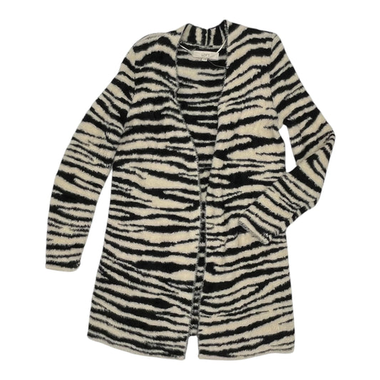 Sweater Cardigan By Loft In Black & Cream, Size:Xs