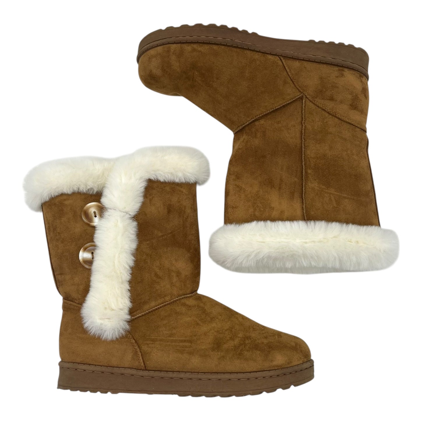 Boots Mid-Calf Flats By So In Tan, Size:10
