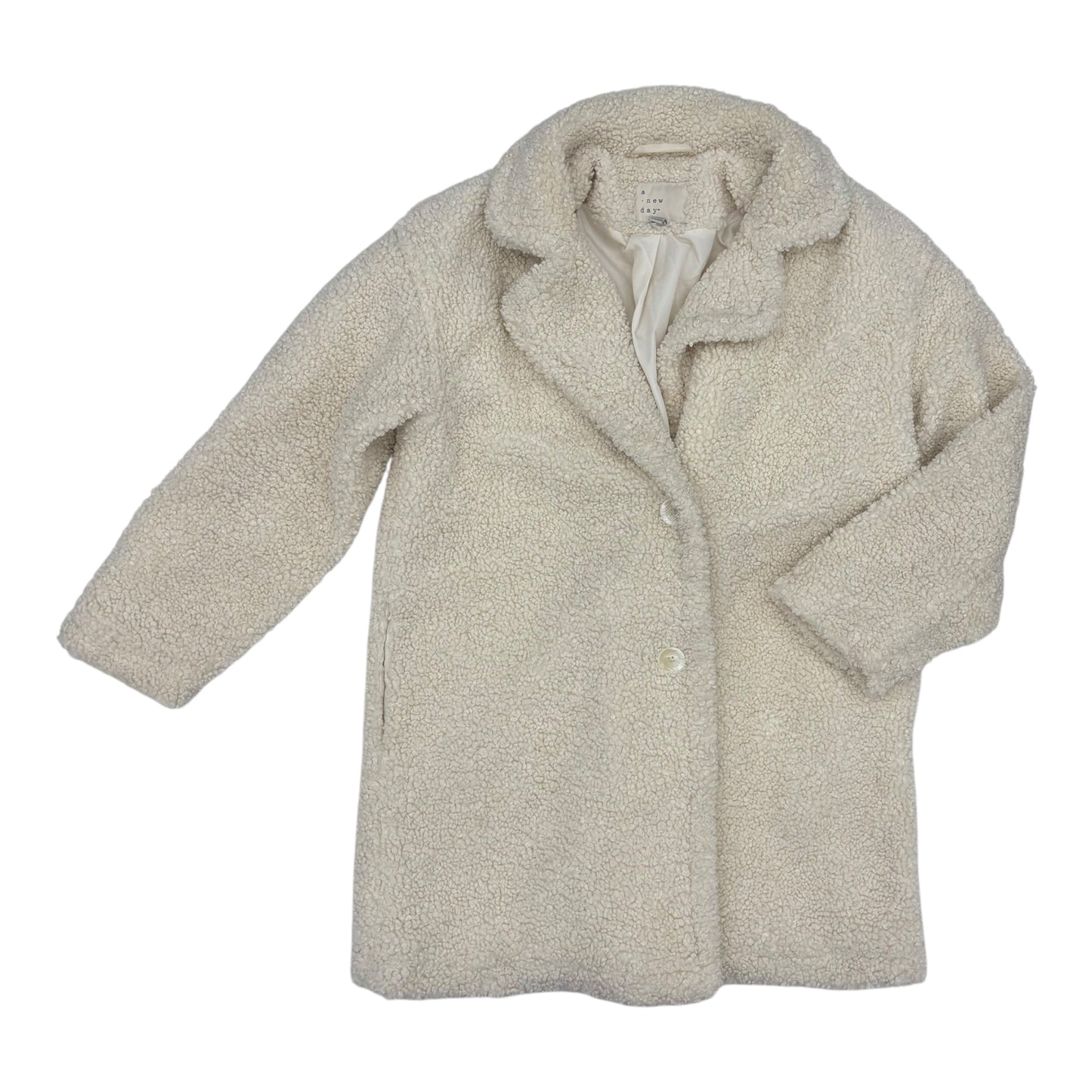 Coat Faux Fur & Sherpa By A New Day In Cream, Size:M