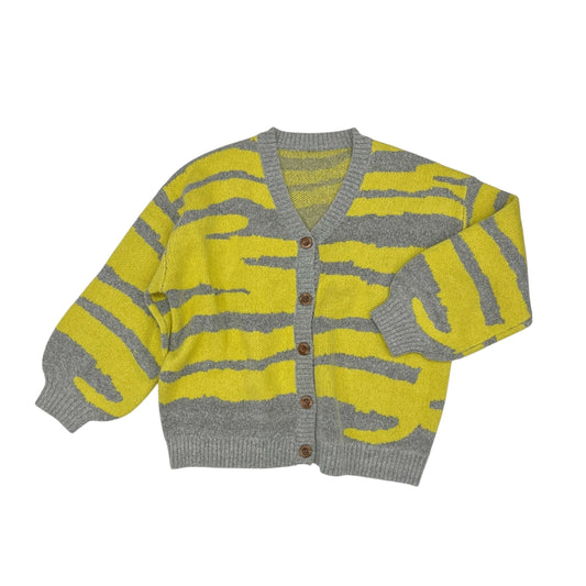 Sweater Cardigan By Clothes Mentor In Grey & Yellow, Size:L