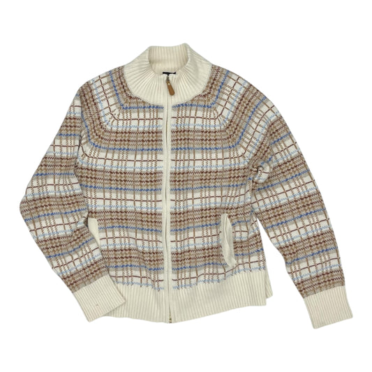 Sweater Cardigan By Talbots In Blue & Brown, Size:L