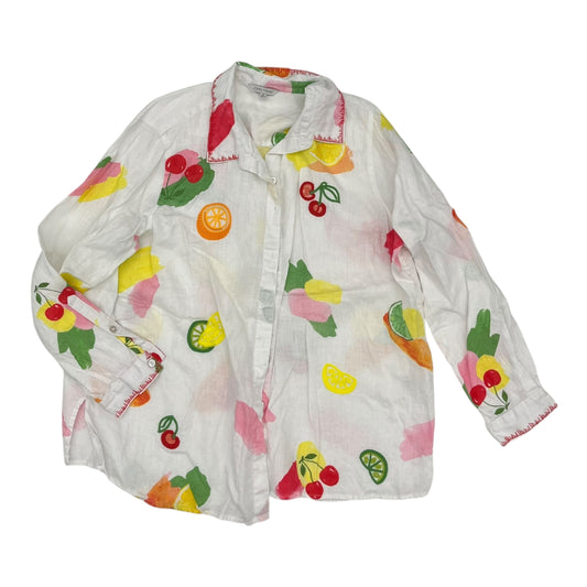 Blouse Ls By John Mark In White, Size:1X