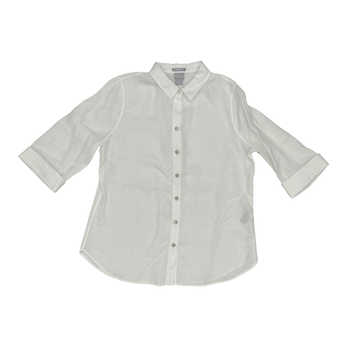 Top 3/4 Sleeve By Chicos In Cream, Size:M