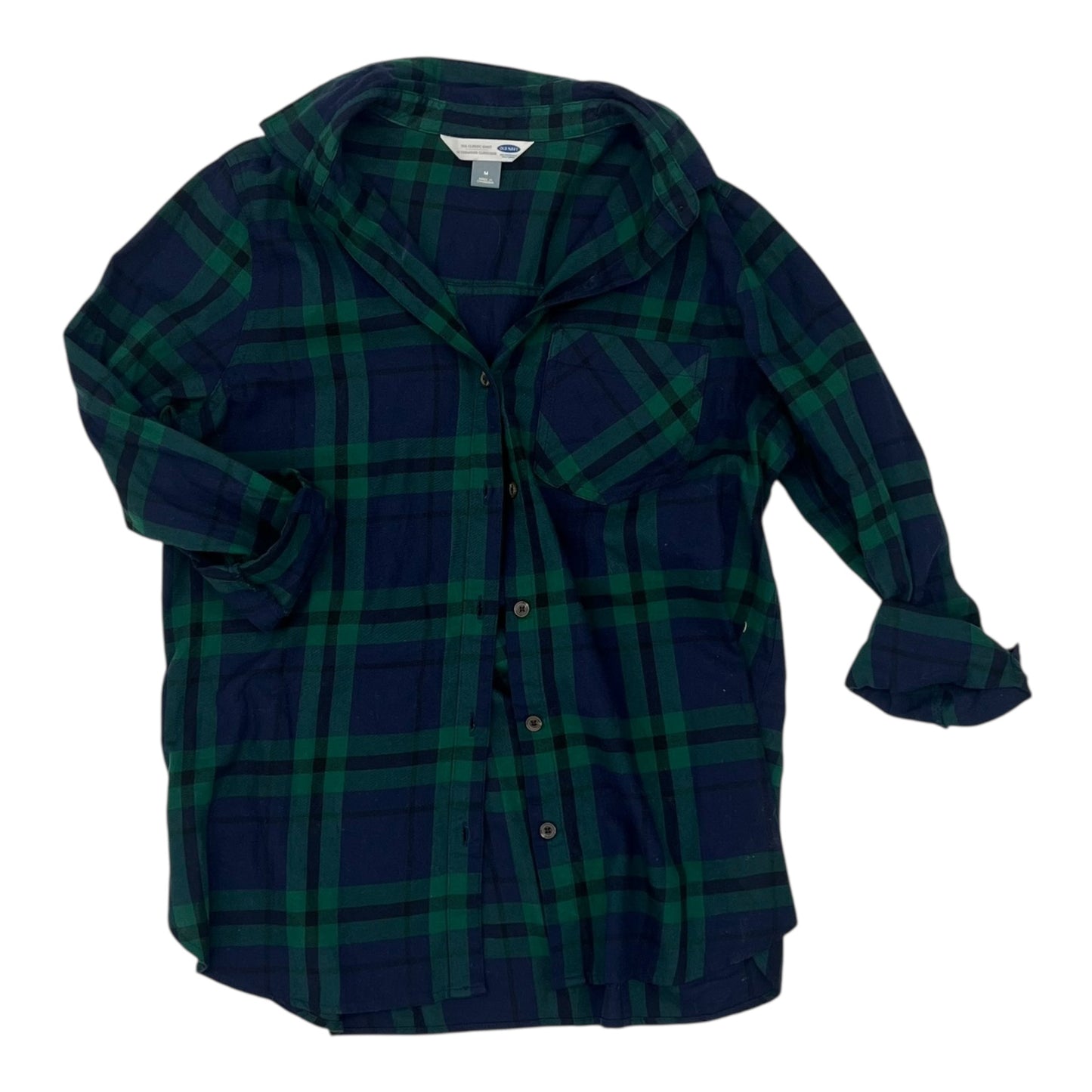 Blouse 3/4 Sleeve By Old Navy In Blue & Green, Size:M