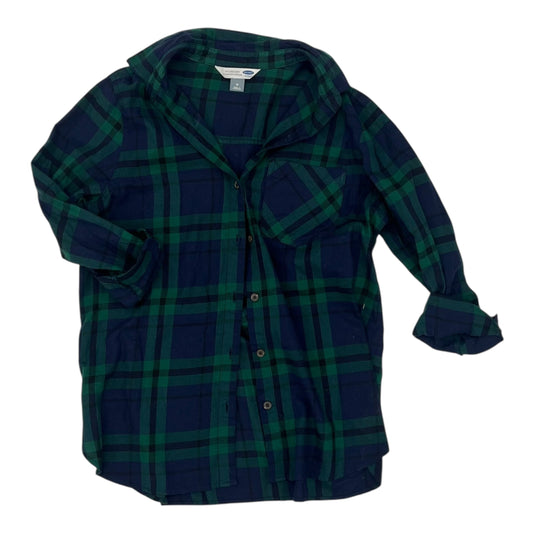 Blouse 3/4 Sleeve By Old Navy In Blue & Green, Size:M