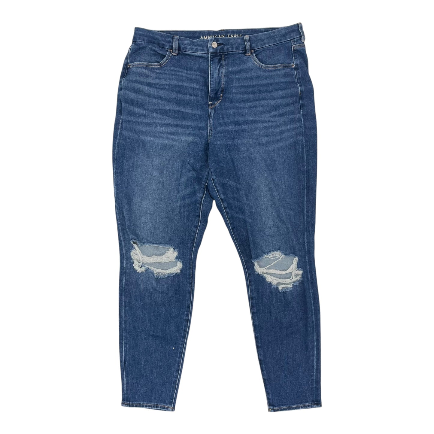 Jeans Skinny By American Eagle In Blue Denim, Size:16