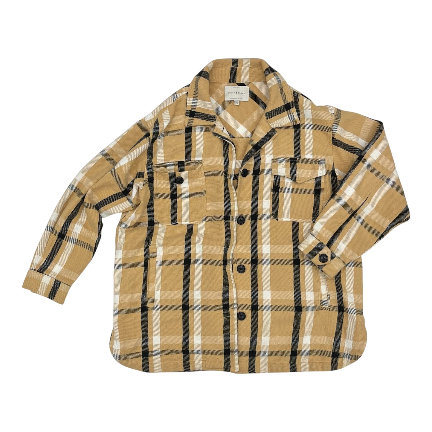 Jacket Shirt By Lucky Brand In Tan, Size:L