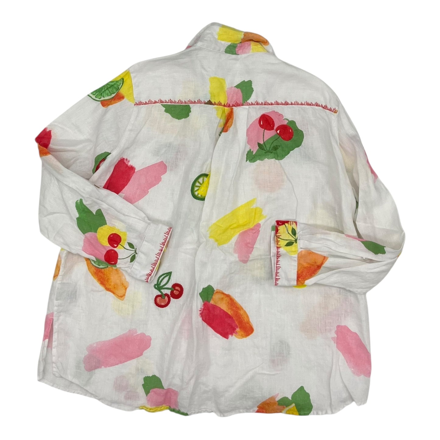 Blouse Ls By John Mark In White, Size:1X