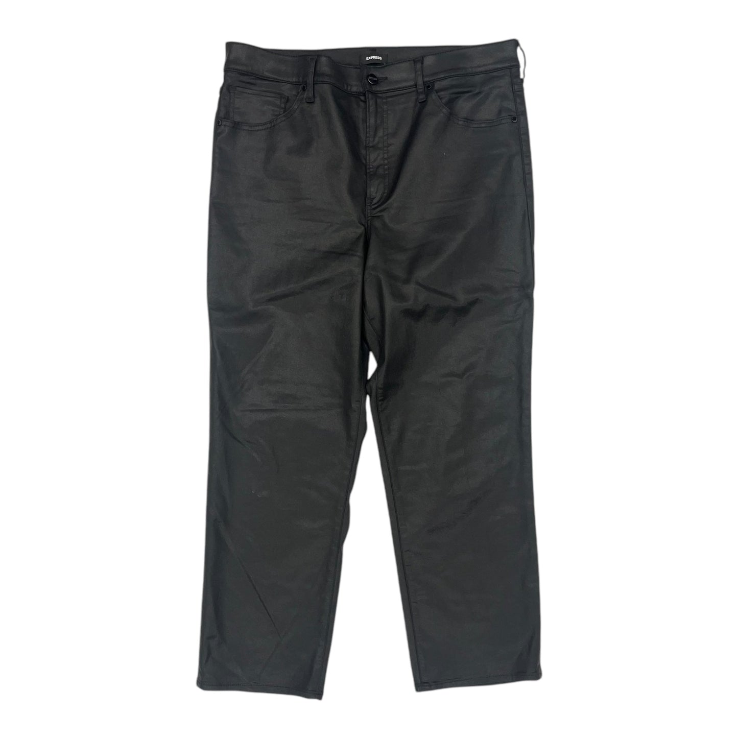 Jeans Straight By Express In Black Denim, Size:14