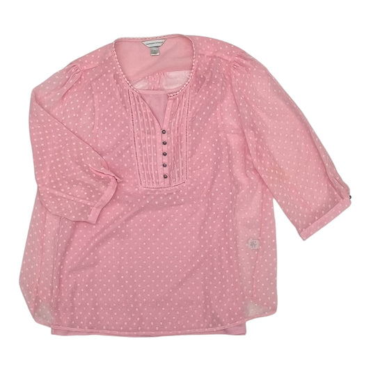 Blouse 3/4 Sleeve By Christopher And Banks In Pink, Size:Xl