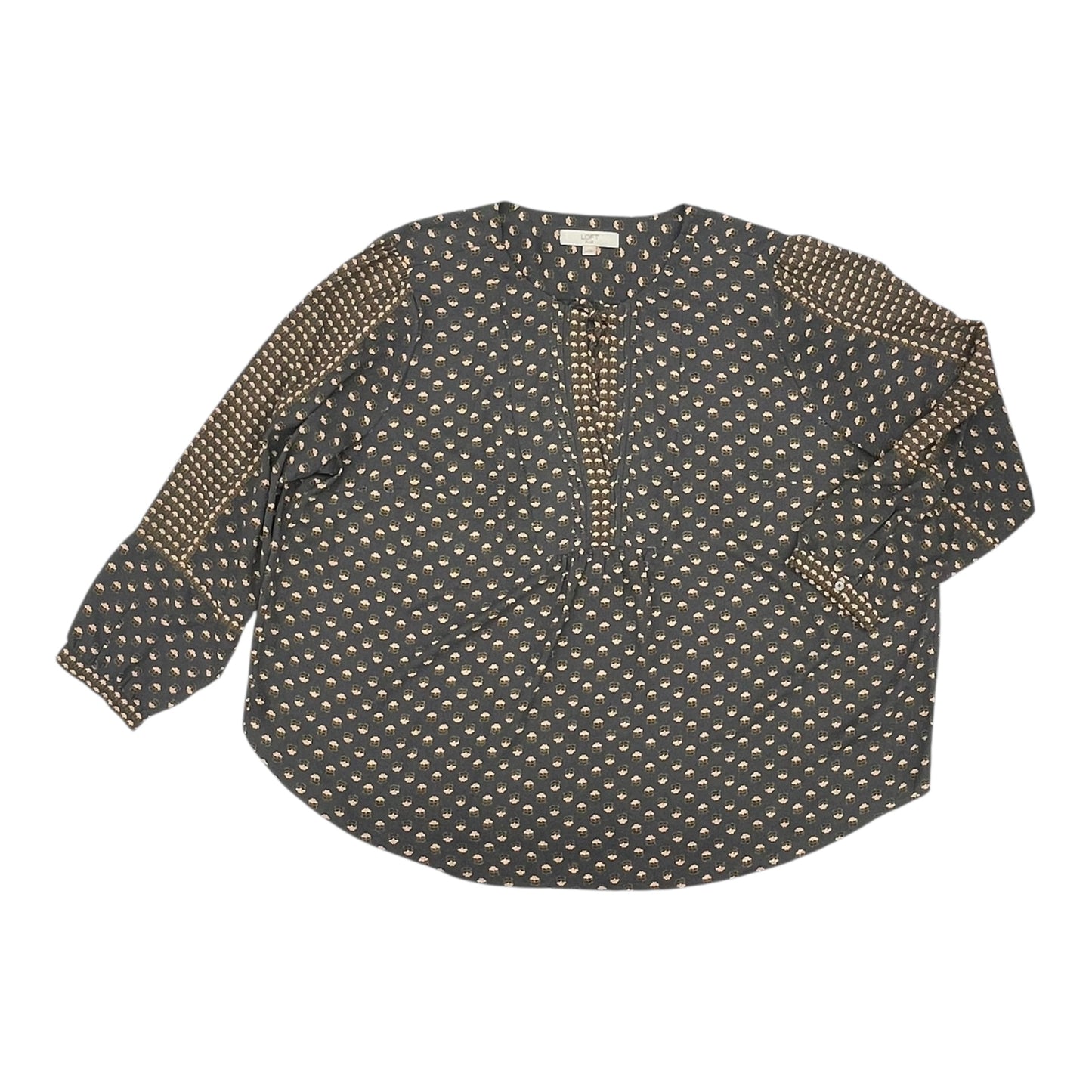 Blouse Ls By Loft In Grey, Size:3X