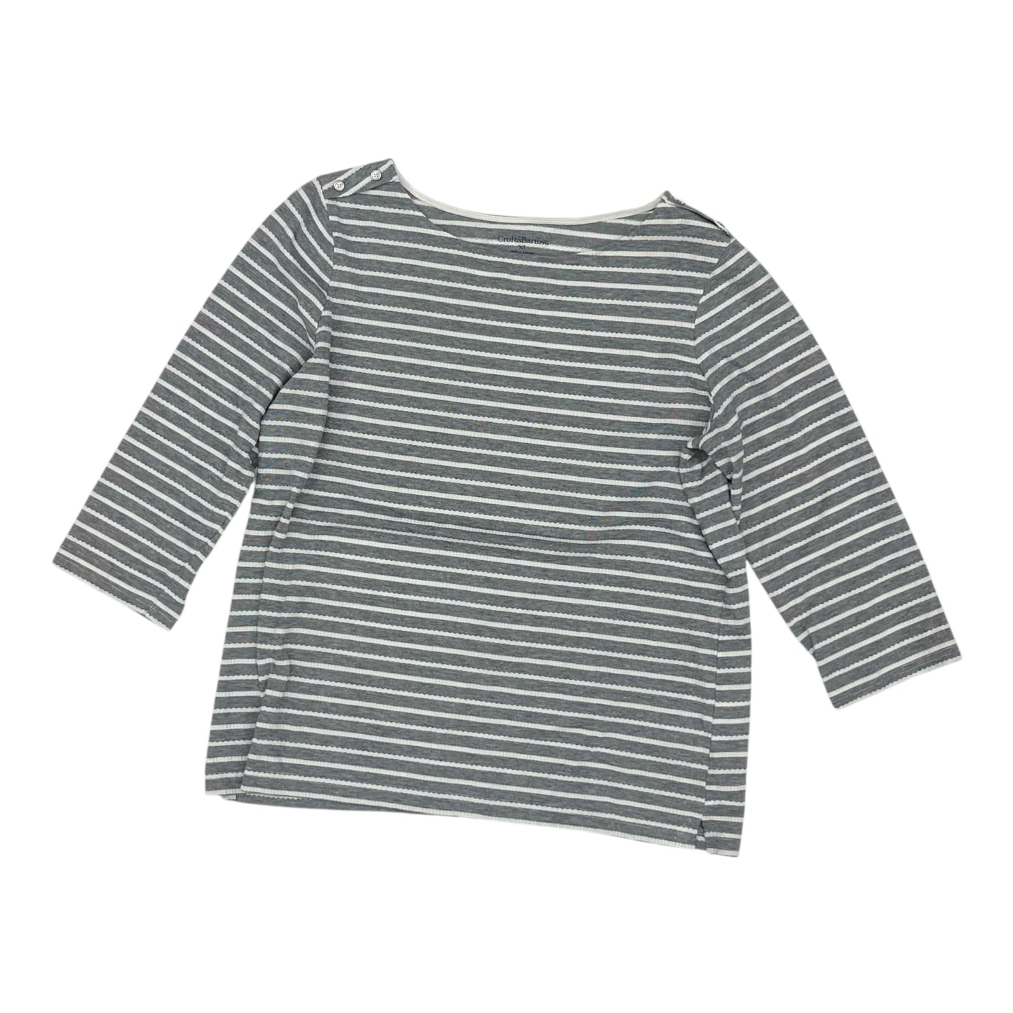 Top 3/4 Sleeve By Croft And Barrow In Blue & White, Size:Xl