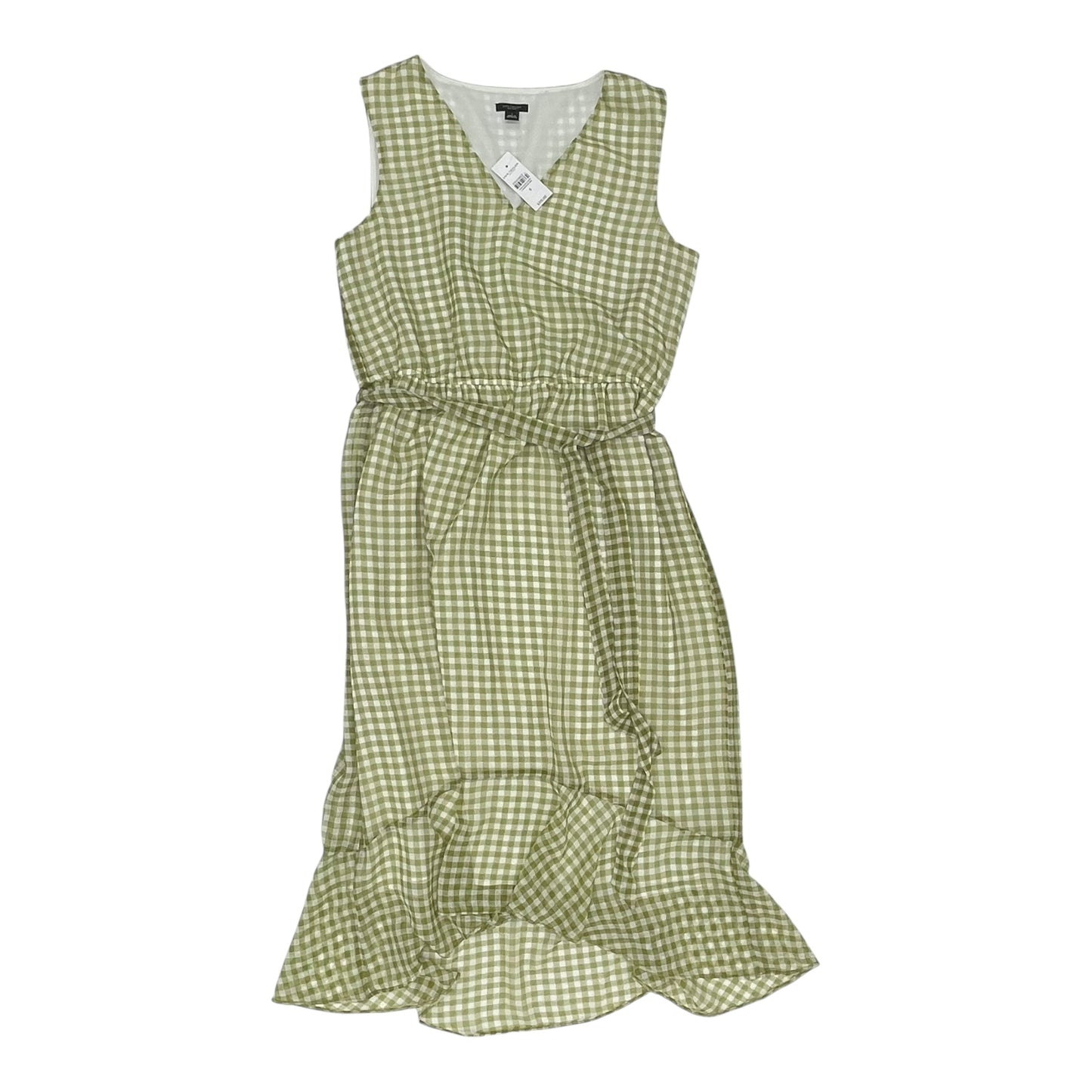 Dress Casual Midi By Ann Taylor In Green & White, Size:6