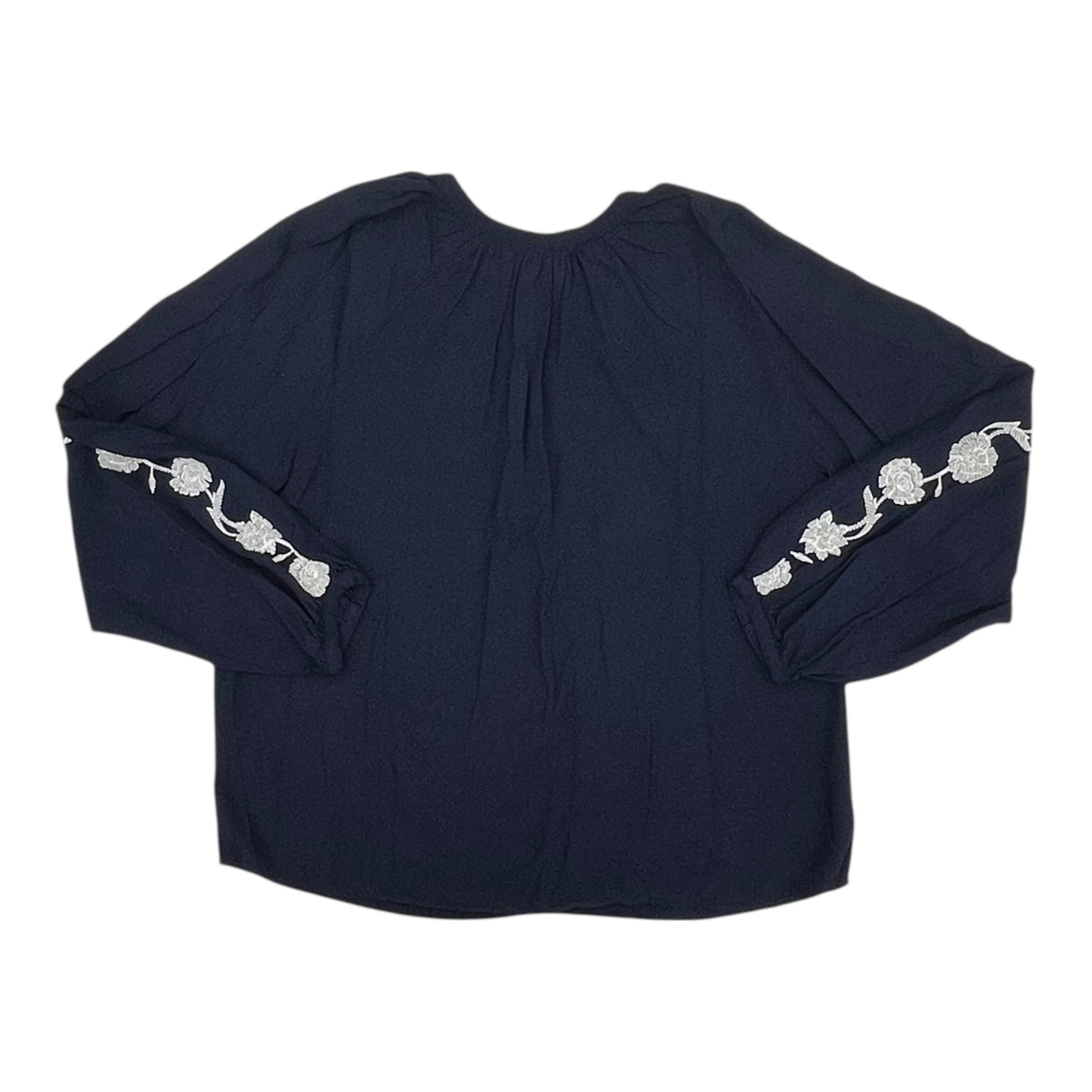 Blouse Ls By Loft In Blue & Cream, Size:M