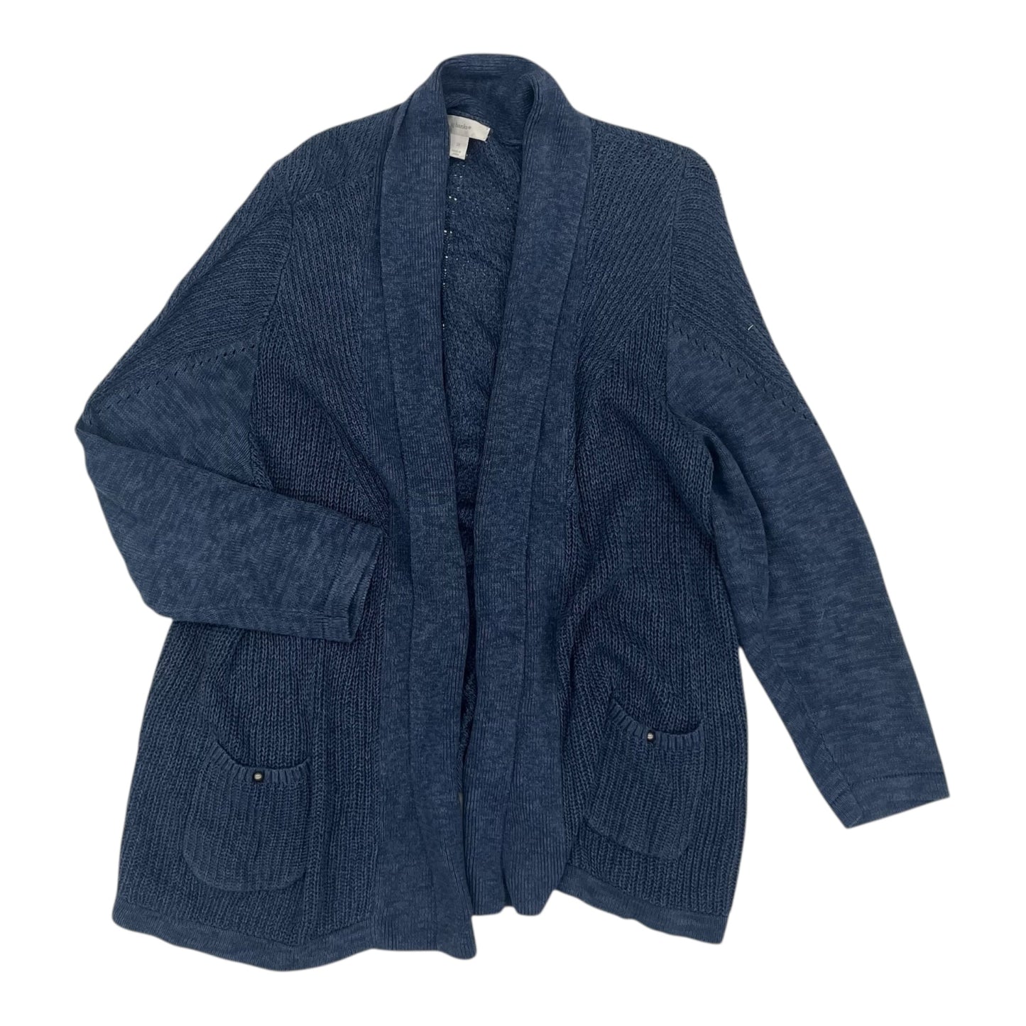 Sweater Cardigan By Cj Banks In Blue, Size:2X