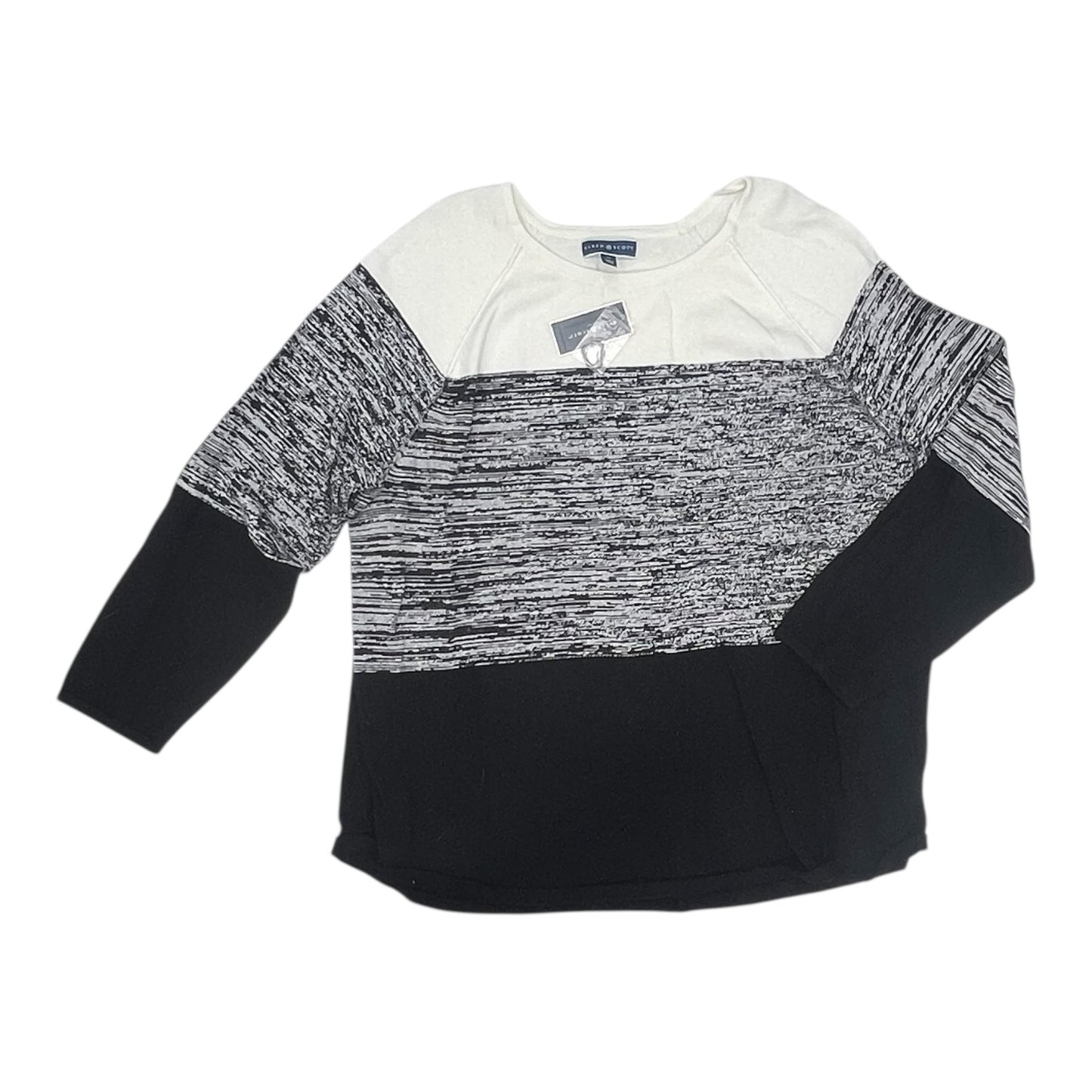 Sweater By Karen Scott In Black & Cream, Size:3X