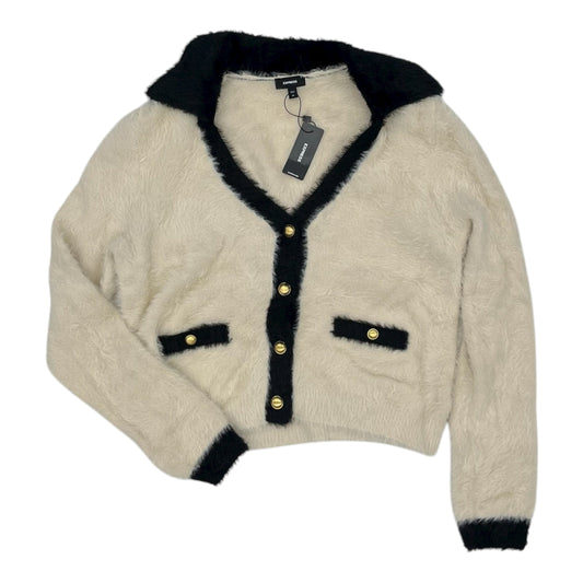Sweater Cardigan By Express In Black & Cream, Size:M