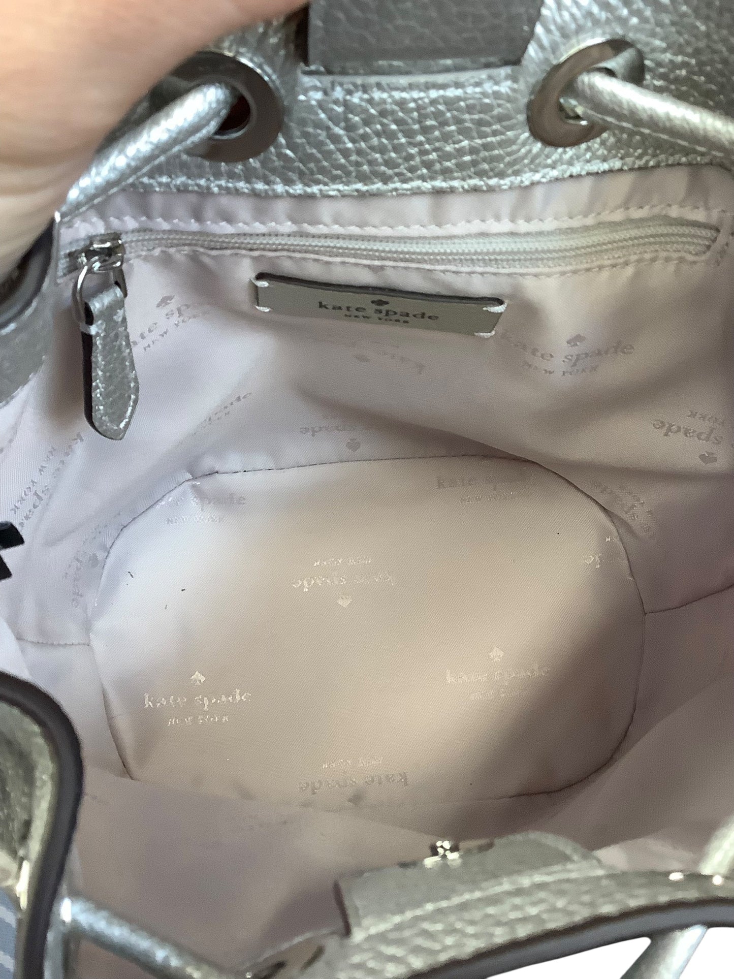 Crossbody Designer By Kate Spade In Silver, Size:Medium