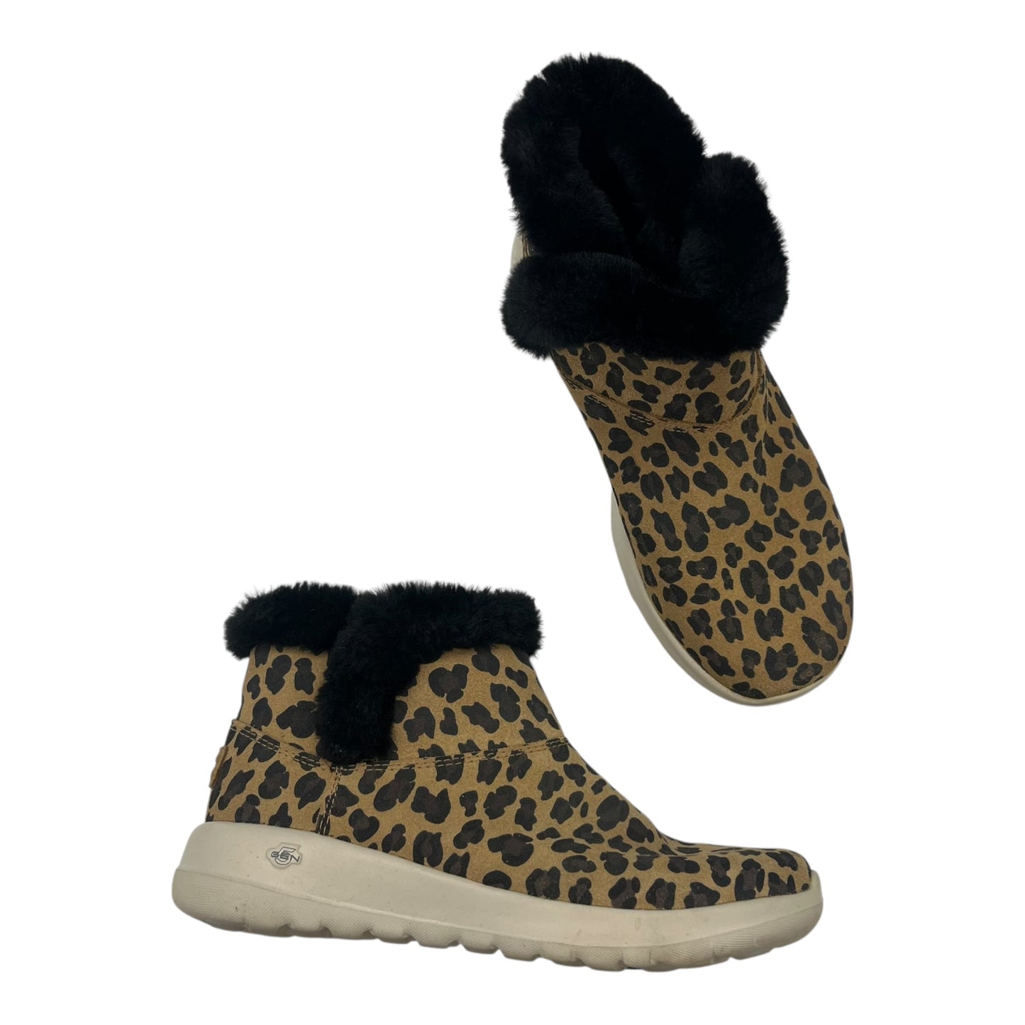 Boots Ankle Flats By Skechers In Leopard Print, Size:6.5