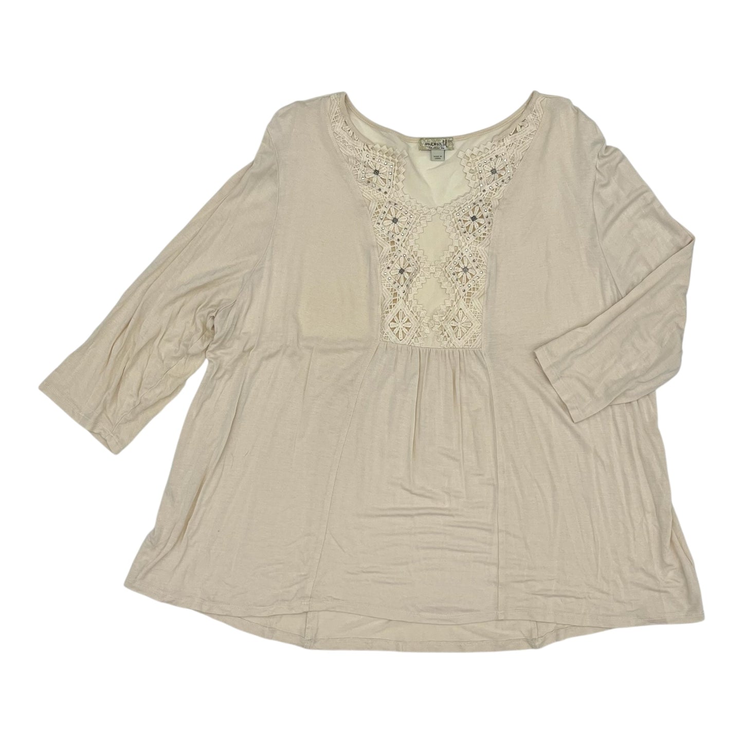 Blouse Ls By One World In Cream, Size:3X