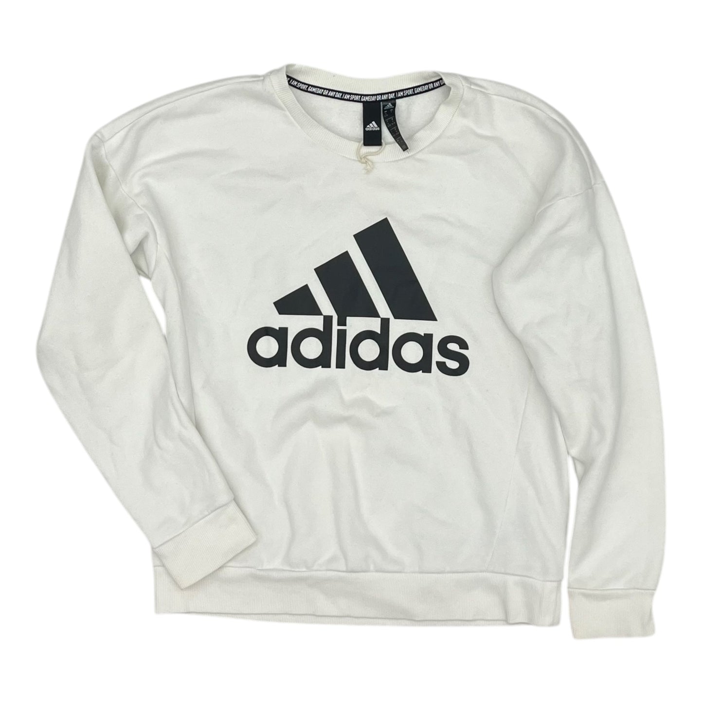 Athletic Sweatshirt Crewneck By Adidas In White, Size:S