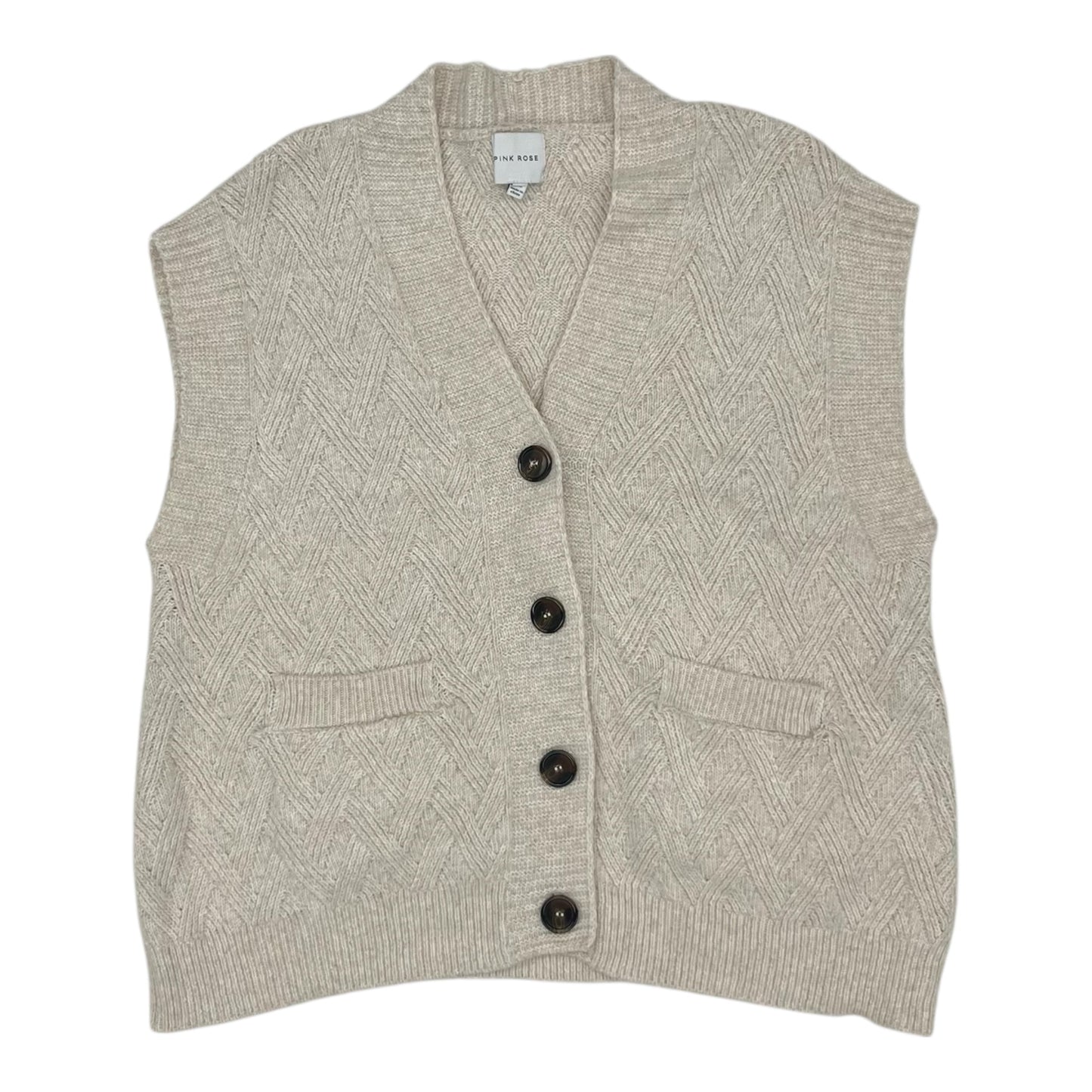 Vest Sweater By Pink Rose In Tan, Size:Xl