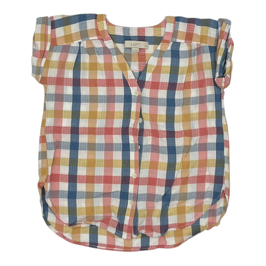 Top Ss By Loft In Plaid Pattern, Size:Xxsp