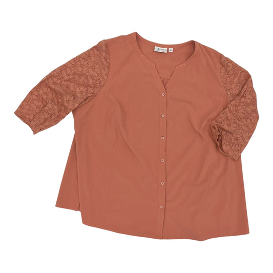 Blouse Ss By Denim And Company In Pink, Size:3X