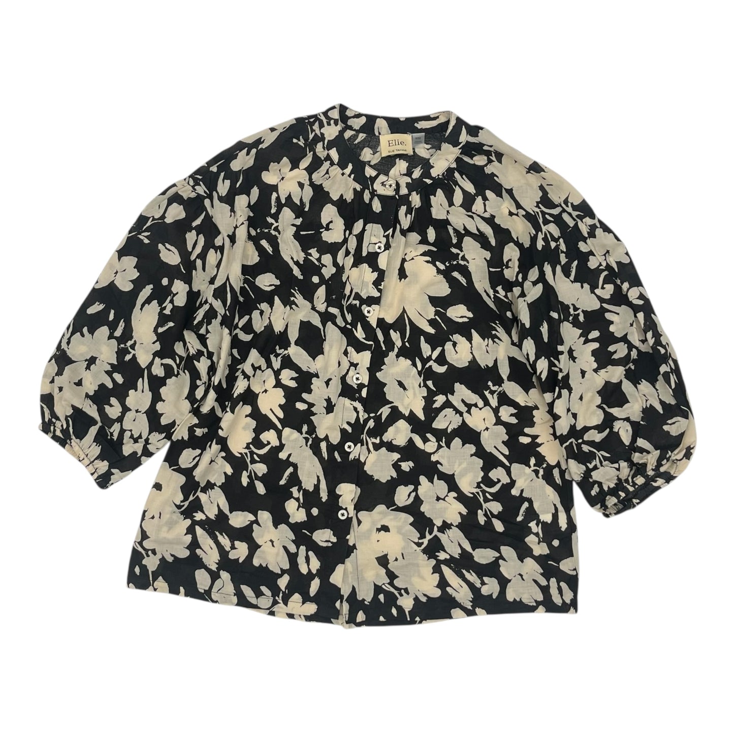 Blouse 3/4 Sleeve By Elie Tahari In Black & Brown, Size:M