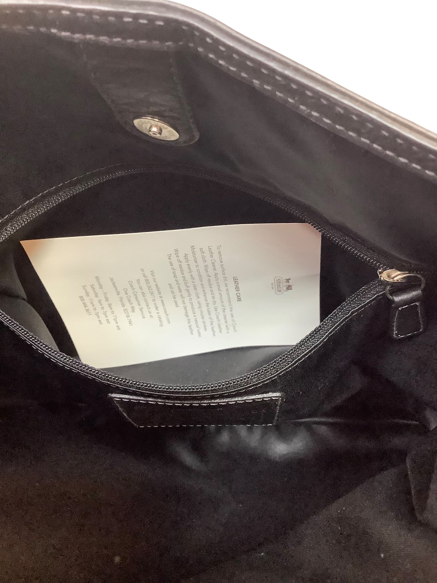 Handbag Designer By Coach In Black, Size:Large