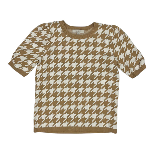 Sweater Ss By Loft In Brown & Cream, Size:M