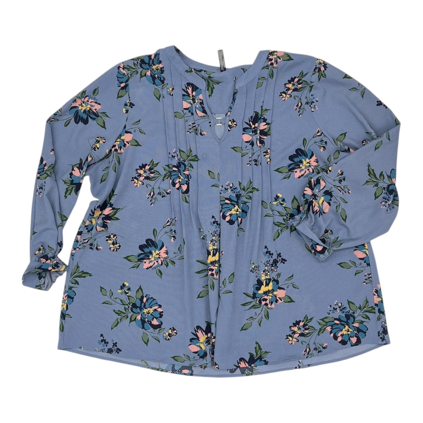 Blouse Ls By Massini In Blue, Size:3X